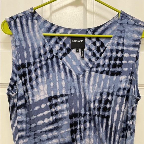 NIC+ZOE Sleeveless Gathered Waist Blue Watercolor Print Dress - Size Medium - Picture 5 of 16